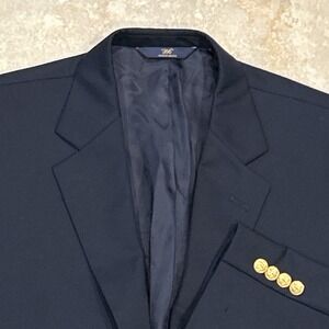 Brooks Brothers 346 Blazer Mens 41R Navy Blue Gold 2 Button Wool Sports Coat